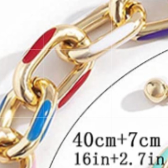 Gold Chunky Multi Colored Necklace - Picture 4 of 4